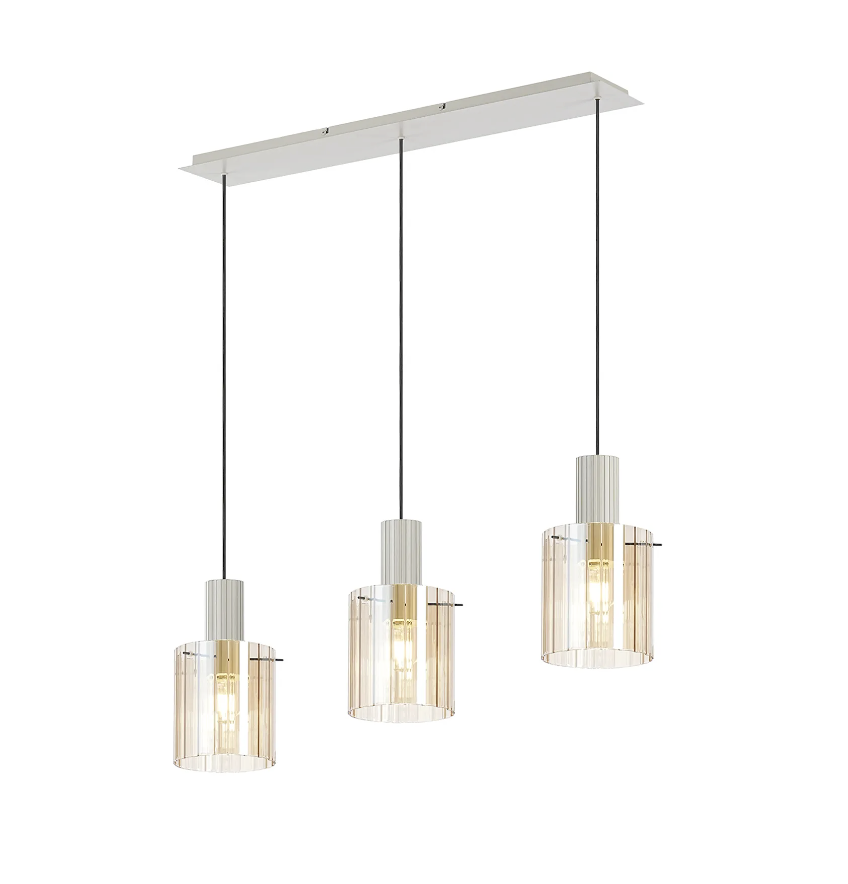 Brandon Ripple Linear Pendant, 3 Light Adjustable E27