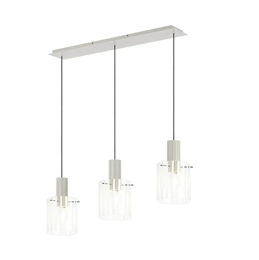 Brandon Ripple Linear Pendant, 3 Light Adjustable E27 Home Store Living