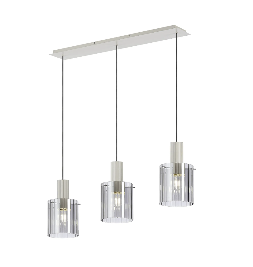 Brandon Ripple Linear Pendant, 3 Light Adjustable E27