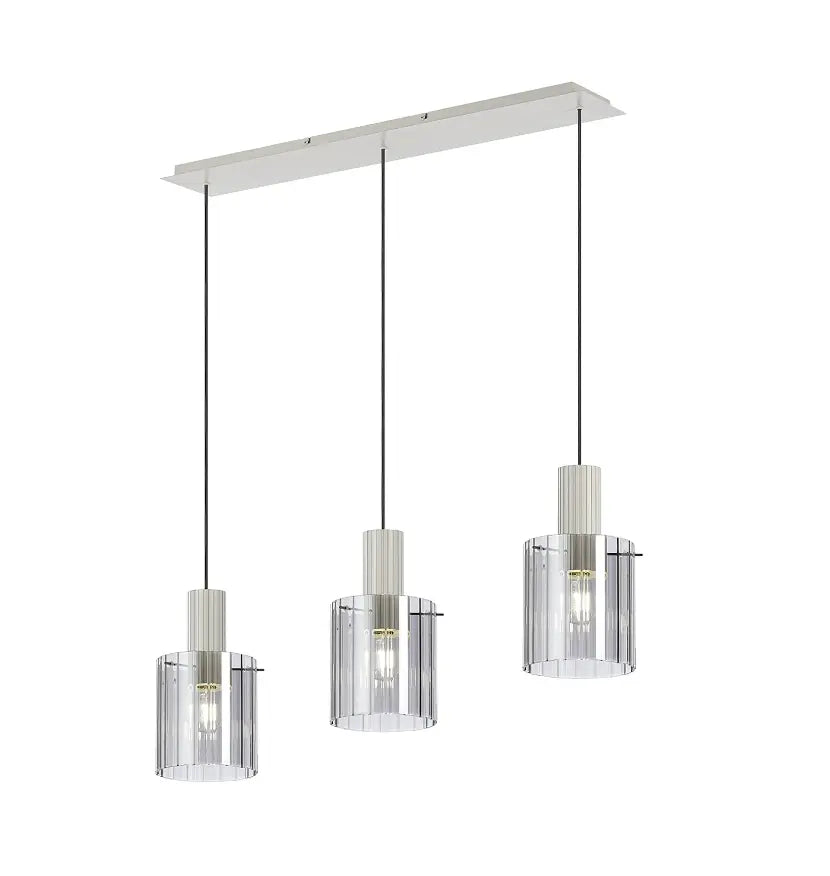 Brandon Ripple Linear Pendant, 3 Light Adjustable E27 Home Store Living