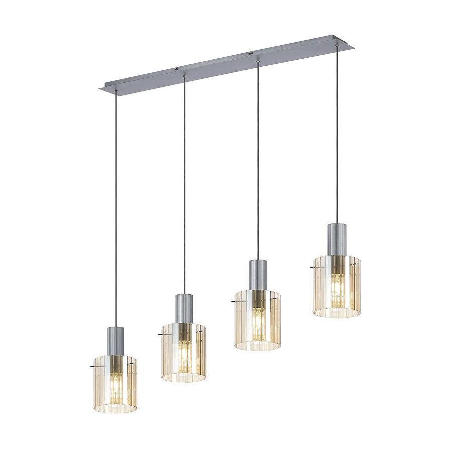 Brandon Ripple Linear Pendant, 4 Light Adjustable E27