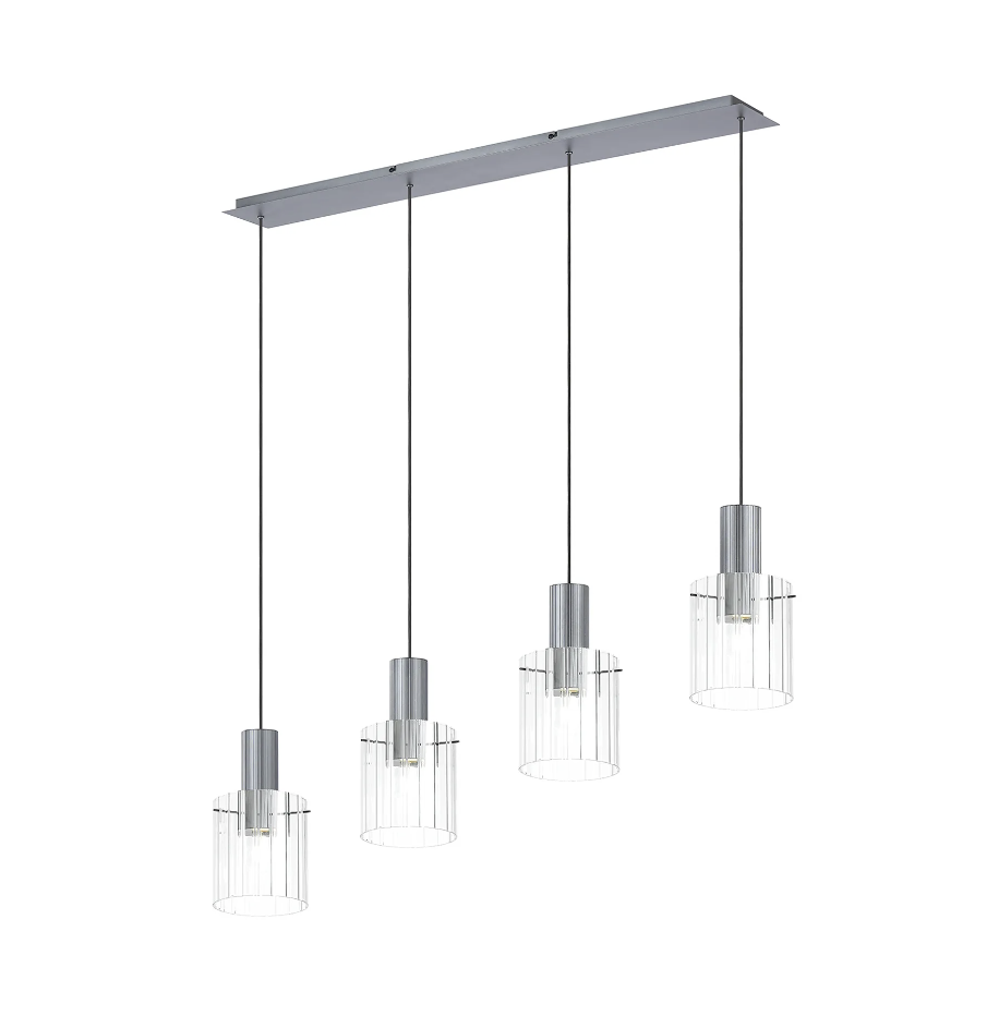 Brandon Ripple Linear Pendant, 4 Light Adjustable E27