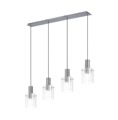 Brandon Ripple Linear Pendant, 4 Light Adjustable E27 Home Store Living