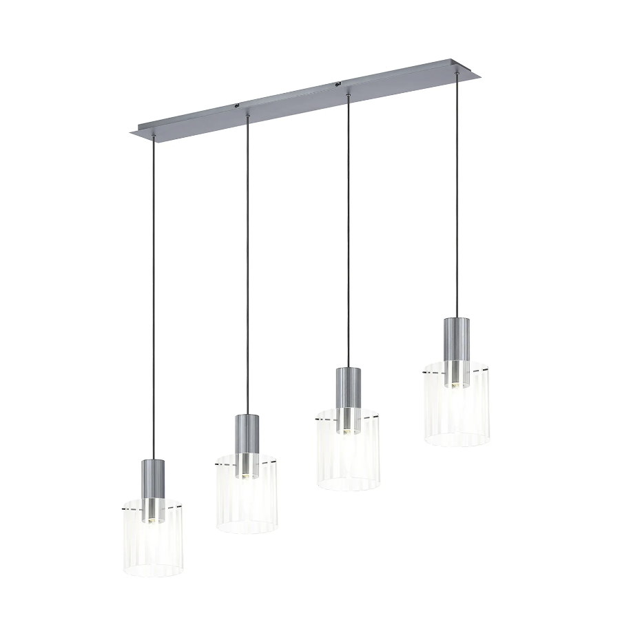 Brandon Ripple Linear Pendant, 4 Light Adjustable E27