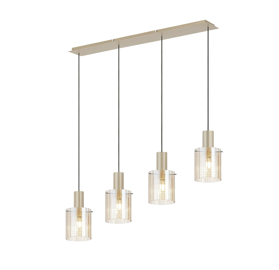 Brandon Ripple Linear Pendant, 4 Light Adjustable E27