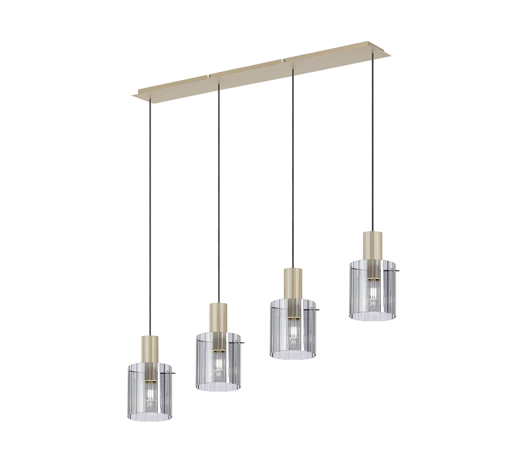 Brandon Ripple Linear Pendant, 4 Light Adjustable E27