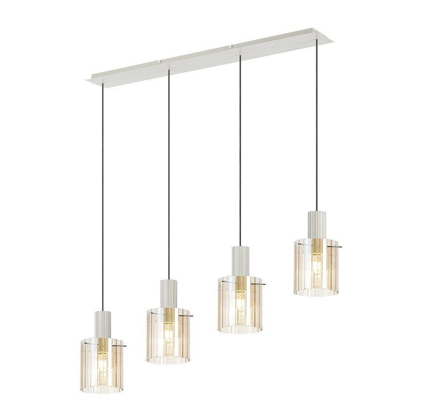 Brandon Ripple Linear Pendant, 4 Light Adjustable E27