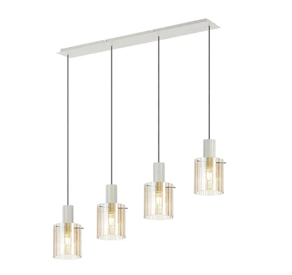 Brandon Ripple Linear Pendant, 4 Light Adjustable E27 Home Store Living