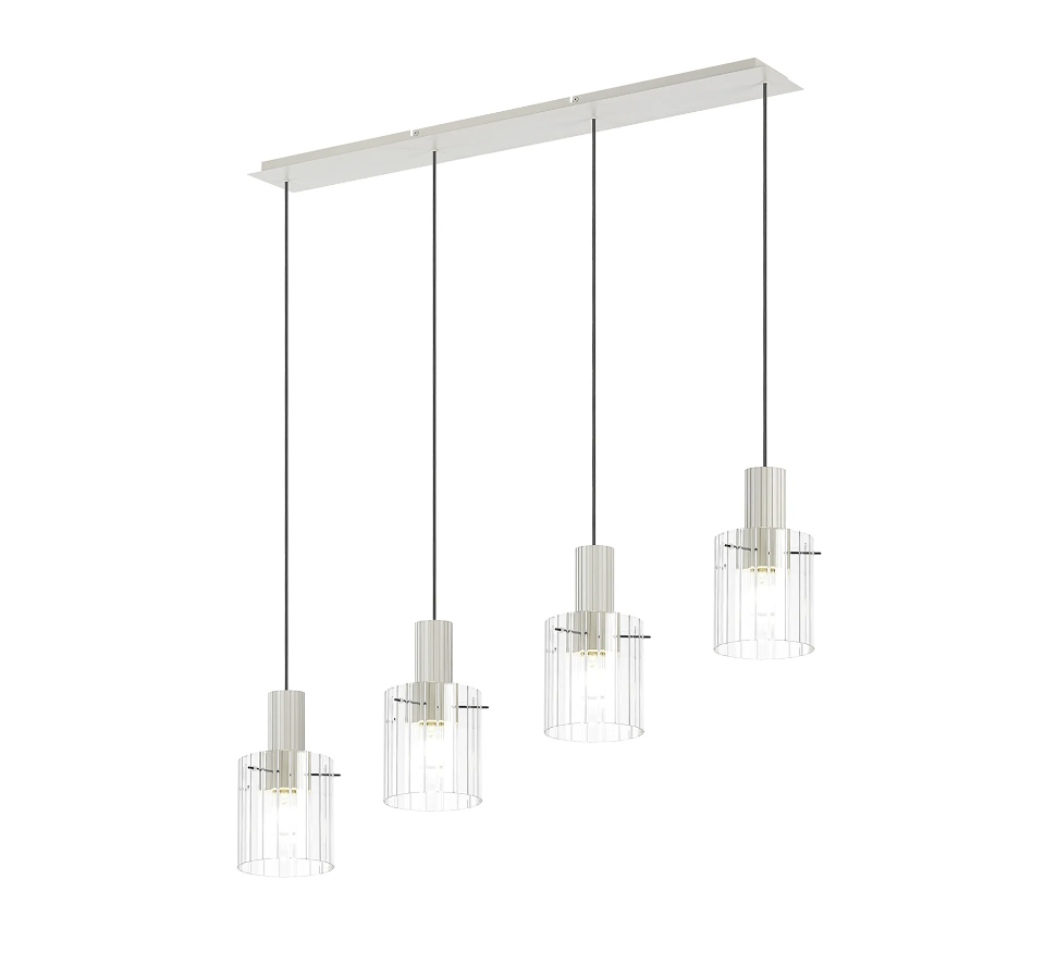 Brandon Ripple Linear Pendant, 4 Light Adjustable E27