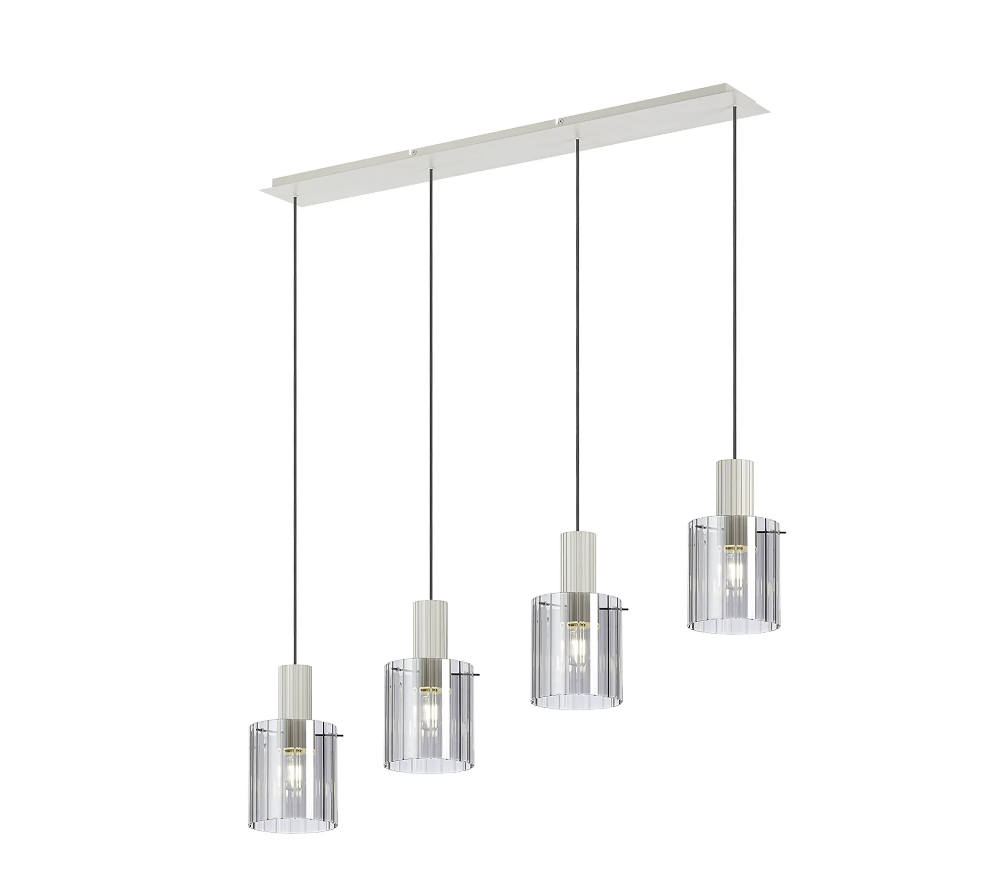 Brandon Ripple Linear Pendant, 4 Light Adjustable E27