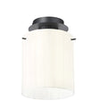 Brandon Ripple 21cm Round Ceiling Flush, 1 Light Flush Fitting E27 — Dark Grey / Frosted Clear