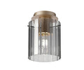 Brandon Ripple 21cm Round Ceiling Flush, 1 Light Flush Fitting E27 — Light Gold / Smoke
