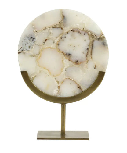 Ornament on base 25x10x35 cm - GOUYA white agate+ant. bronze Light and Living