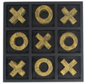 Black Tic-Tac-Toe Game Set Ornament with Gold Iron Pieces Otters Brook