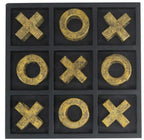 Black Tic-Tac-Toe Game Set Ornament with Gold Iron Pieces Otters Brook