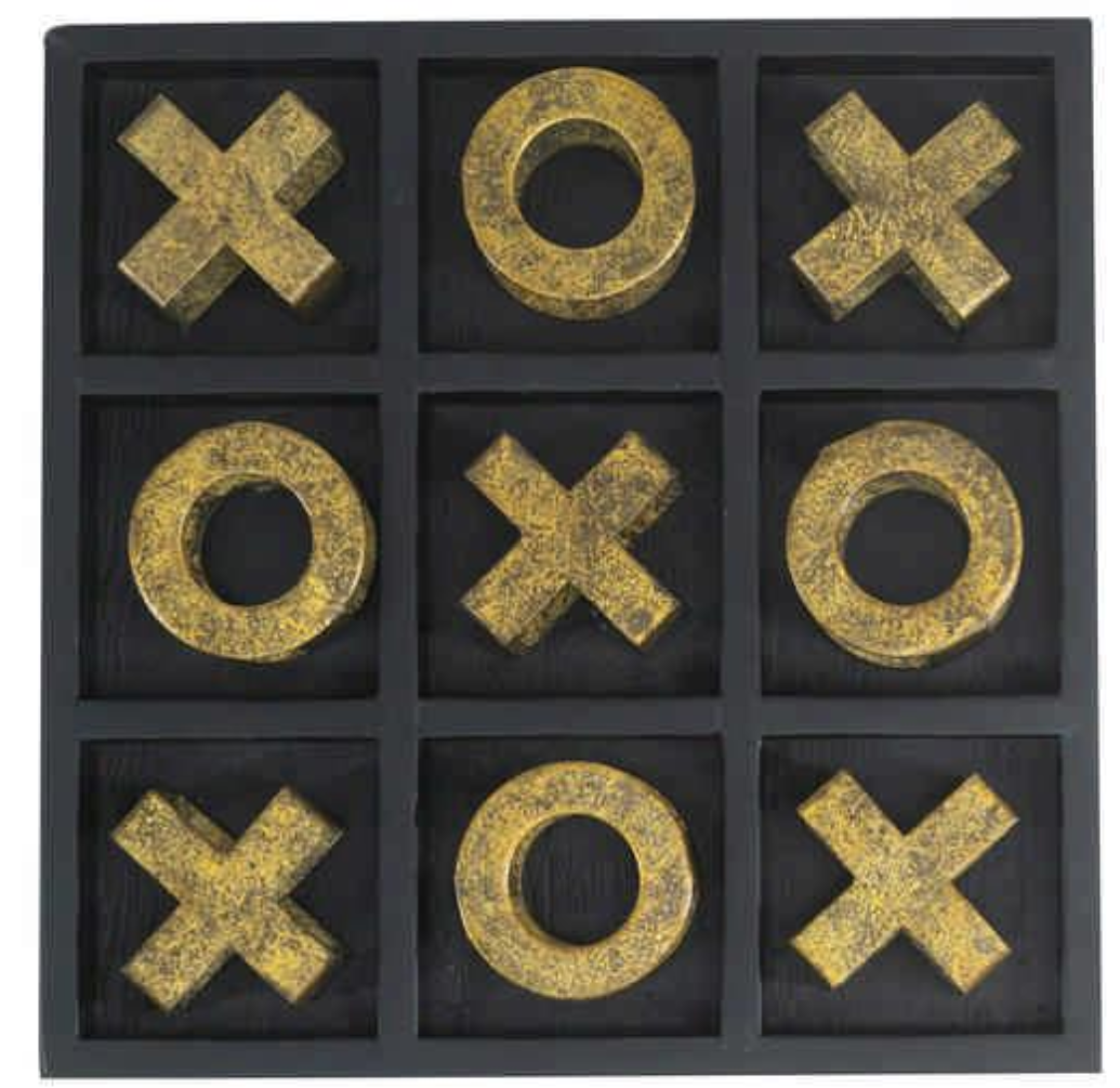 25cm black / gold tic-tac-toe game set decoration Otters Brook