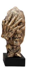 See No Evil Gold Bronze Ornament On Black Base 50cm sil interiors