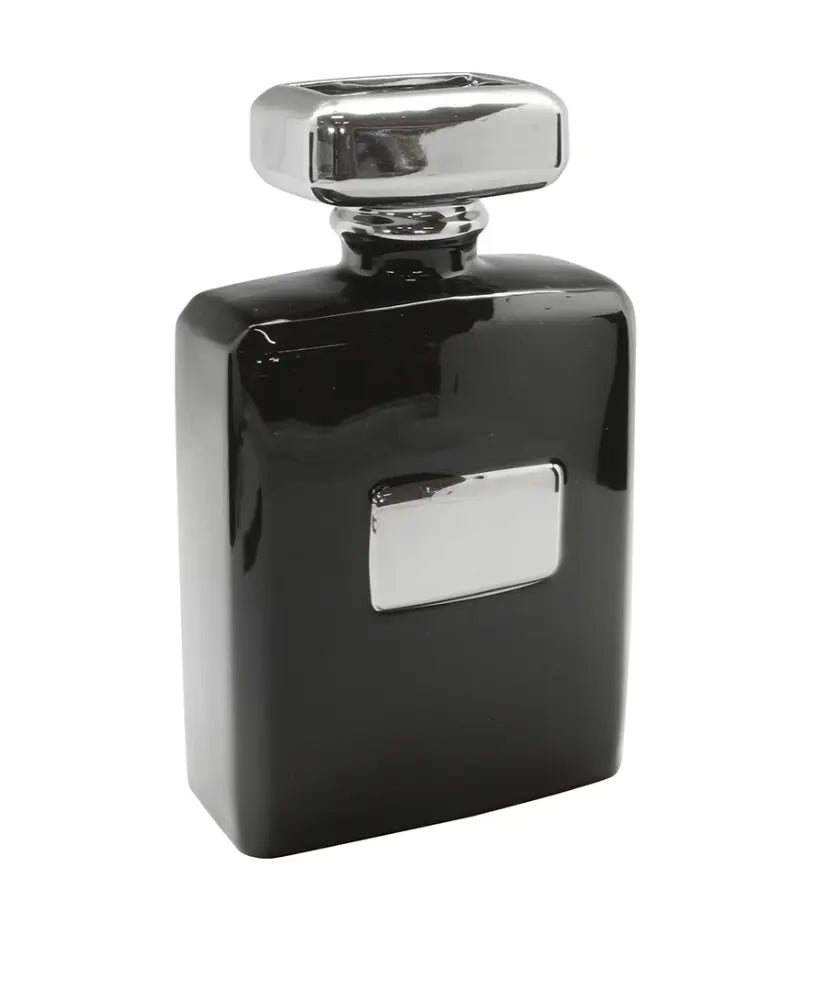 Black Perfume Bottle Vase L. 7 cm, W. 13.5  cm, H. 22 cm Gilde