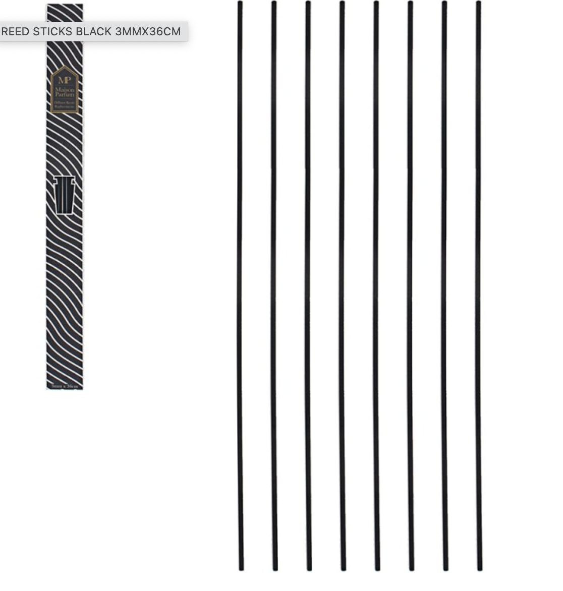 REED STICKS BLACK 3MMX36CM
