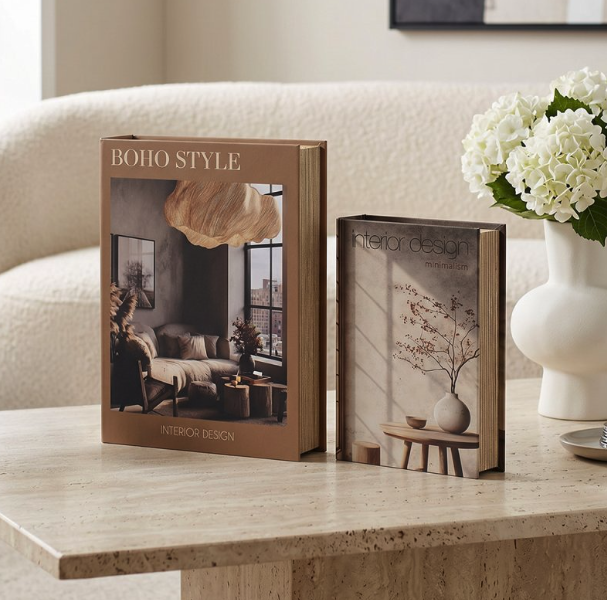 BOHO BOOK STORAGE BOXES SET 2 Lesser & Pavey Ltd