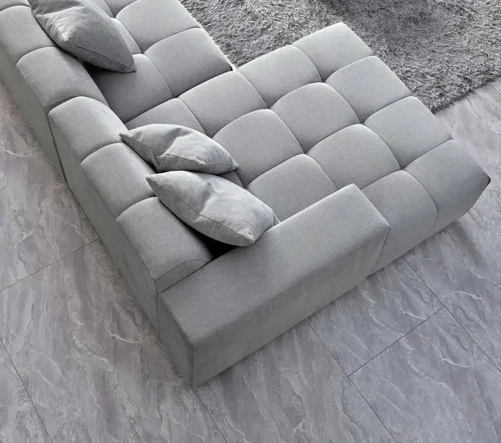 Aluxo Leonard Left Hand Corner Group in Cloudy Grey Boucle Home Store Living