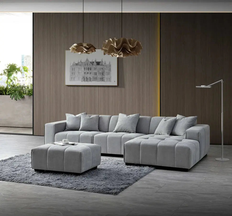 Aluxo Leonard Right Hand Corner Group in Cloudy Grey Boucle Furnish 365