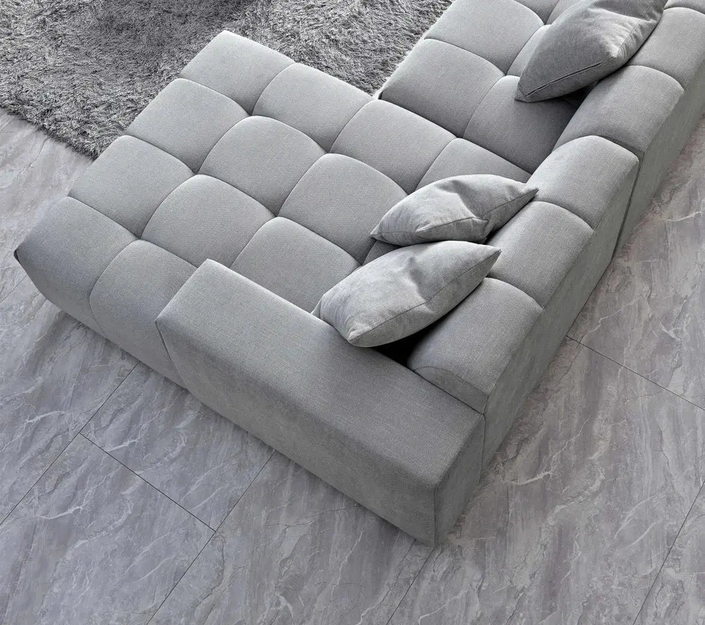 Aluxo Leonard Right Hand Corner Group in Cloudy Grey Boucle Furnish 365