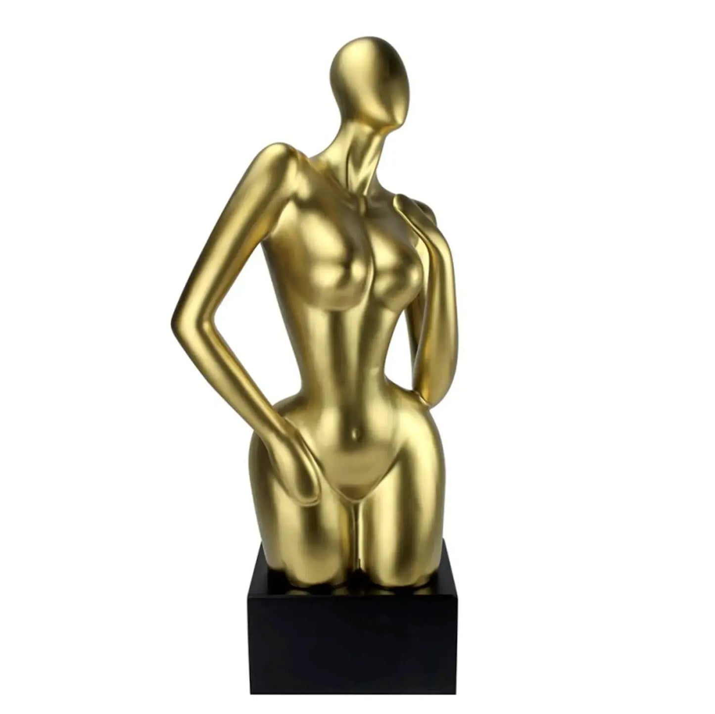 28.5” Art Deco Lady Statue in Gold or Silver with Black Base Home Store Living