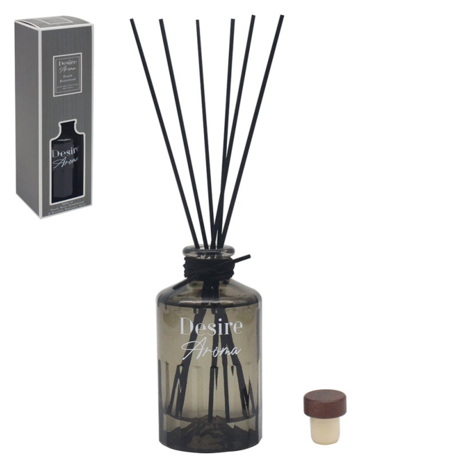 Desire Aroma Santal Peach Rosewood 220ml Reed Diffuser Lesser & Pavey Ltd