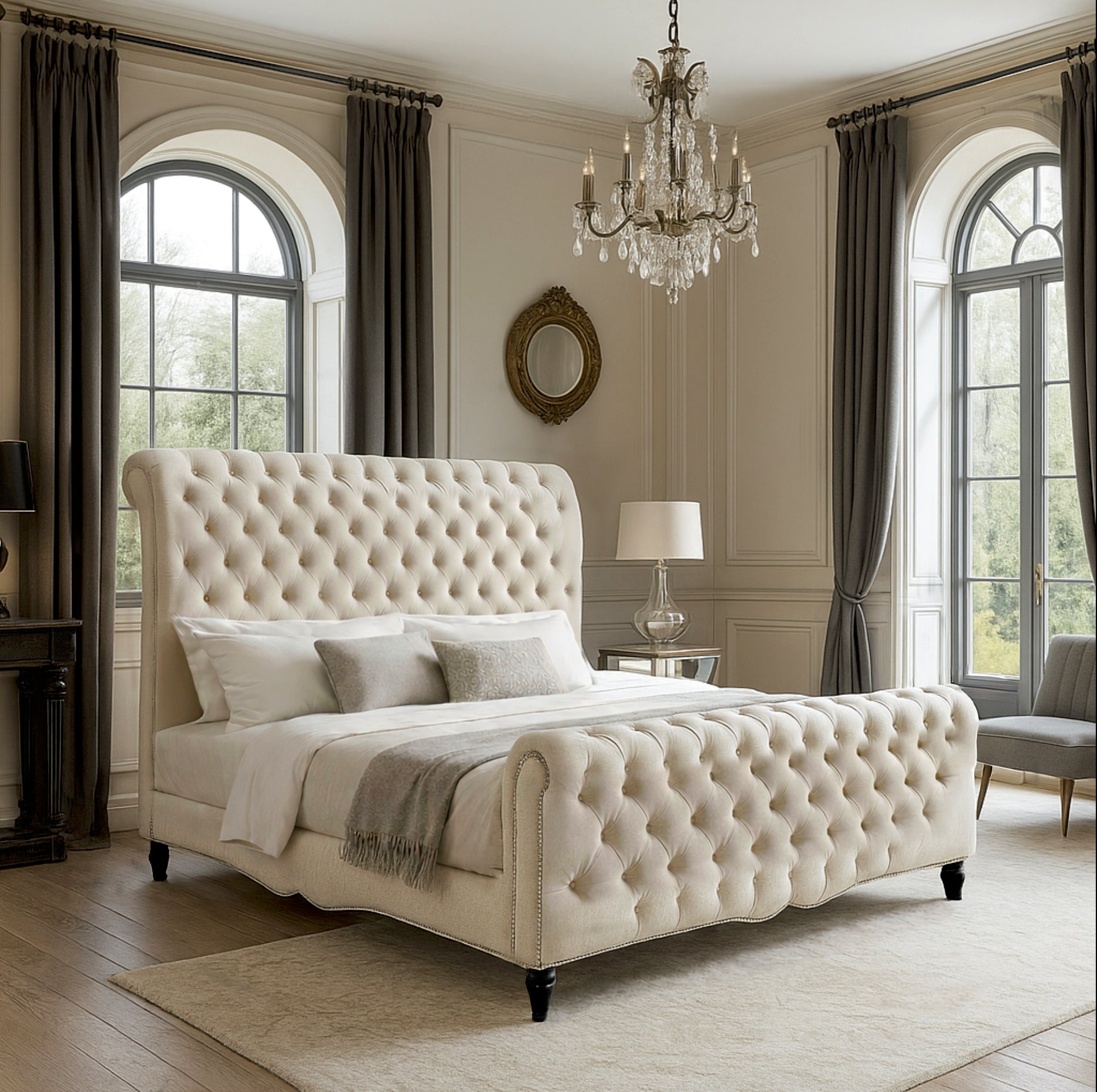 Sleigh Upholstered Bed Frame Home Store Living