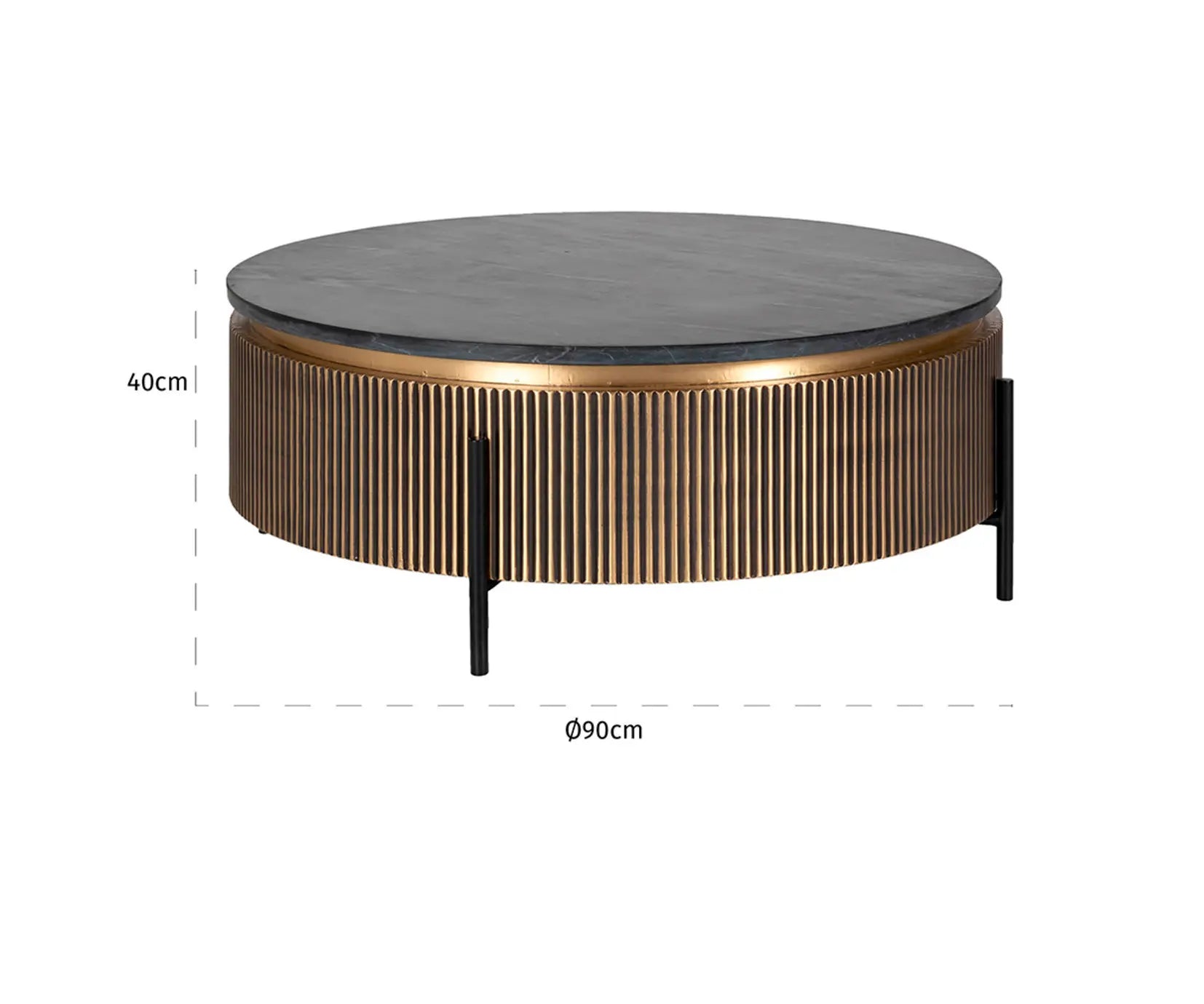 Ironville Round Gold Coffee Table 0.9m Home Store Living