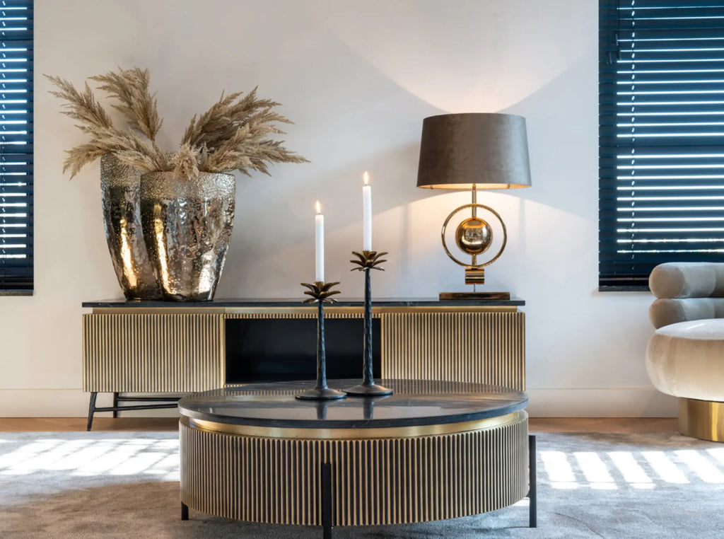 Ironville Round Gold Coffee Table 0.9m Home Store Living