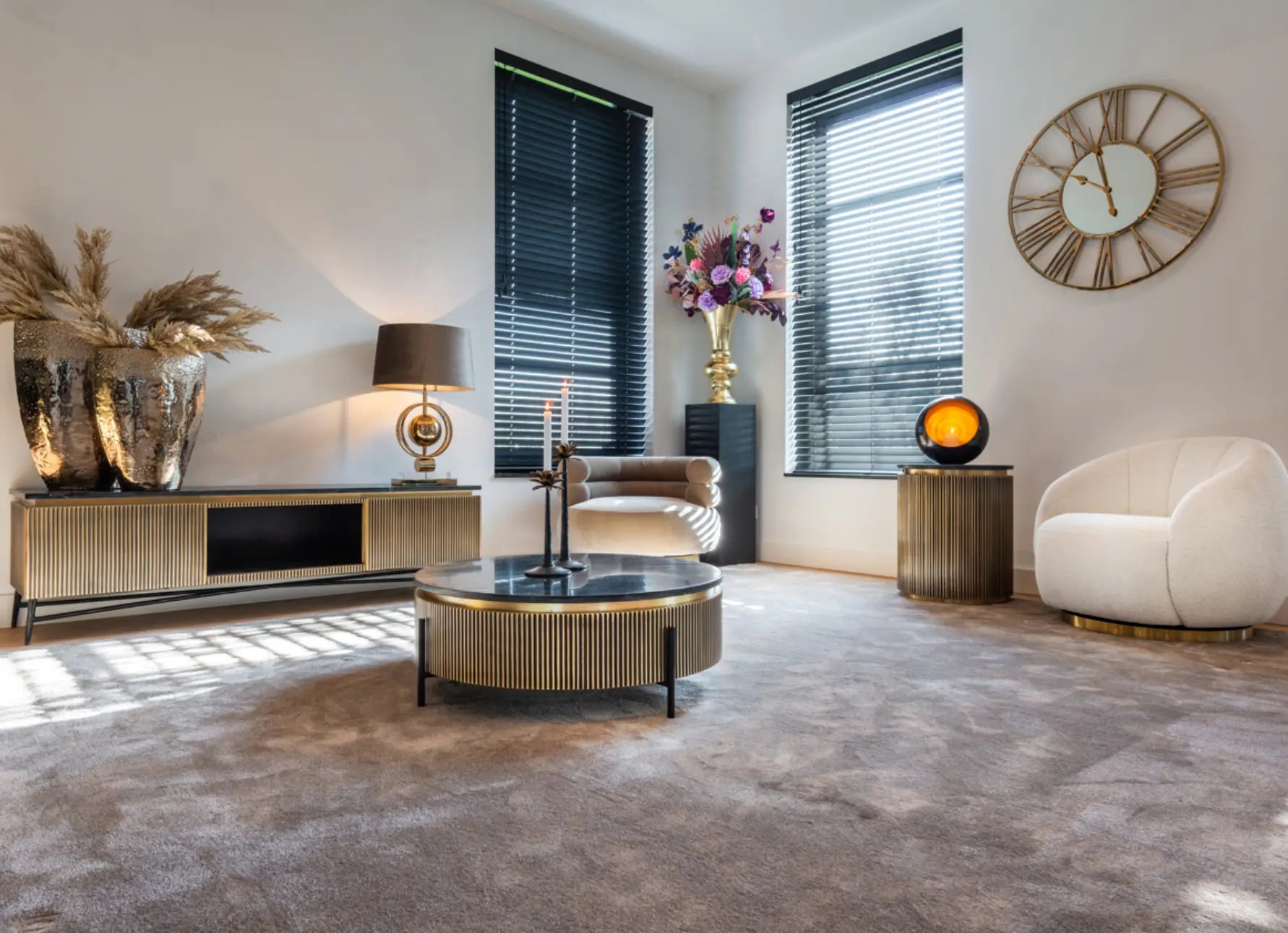 Ironville Round Gold Coffee Table 0.9m Home Store Living