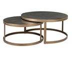 Bloomville Shargreen Brass Nested Coffee Table (Set of 2) - Glass Tops Included Home Store Living