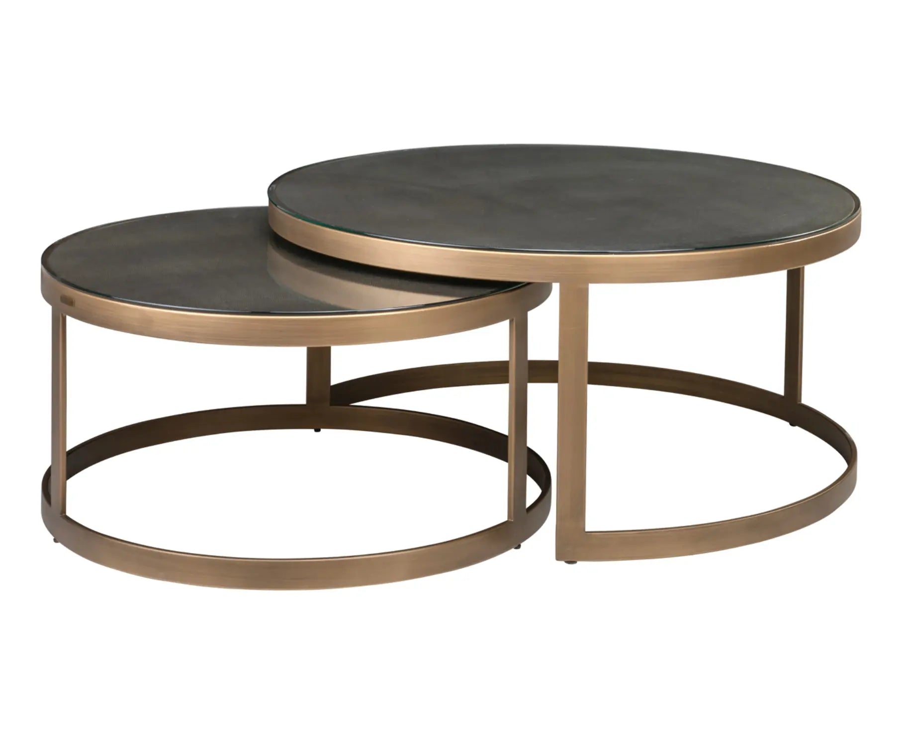 Bloomville Shargreen Brass Nested Coffee Table (Set of 2) - Glass Tops Included Home Store Living