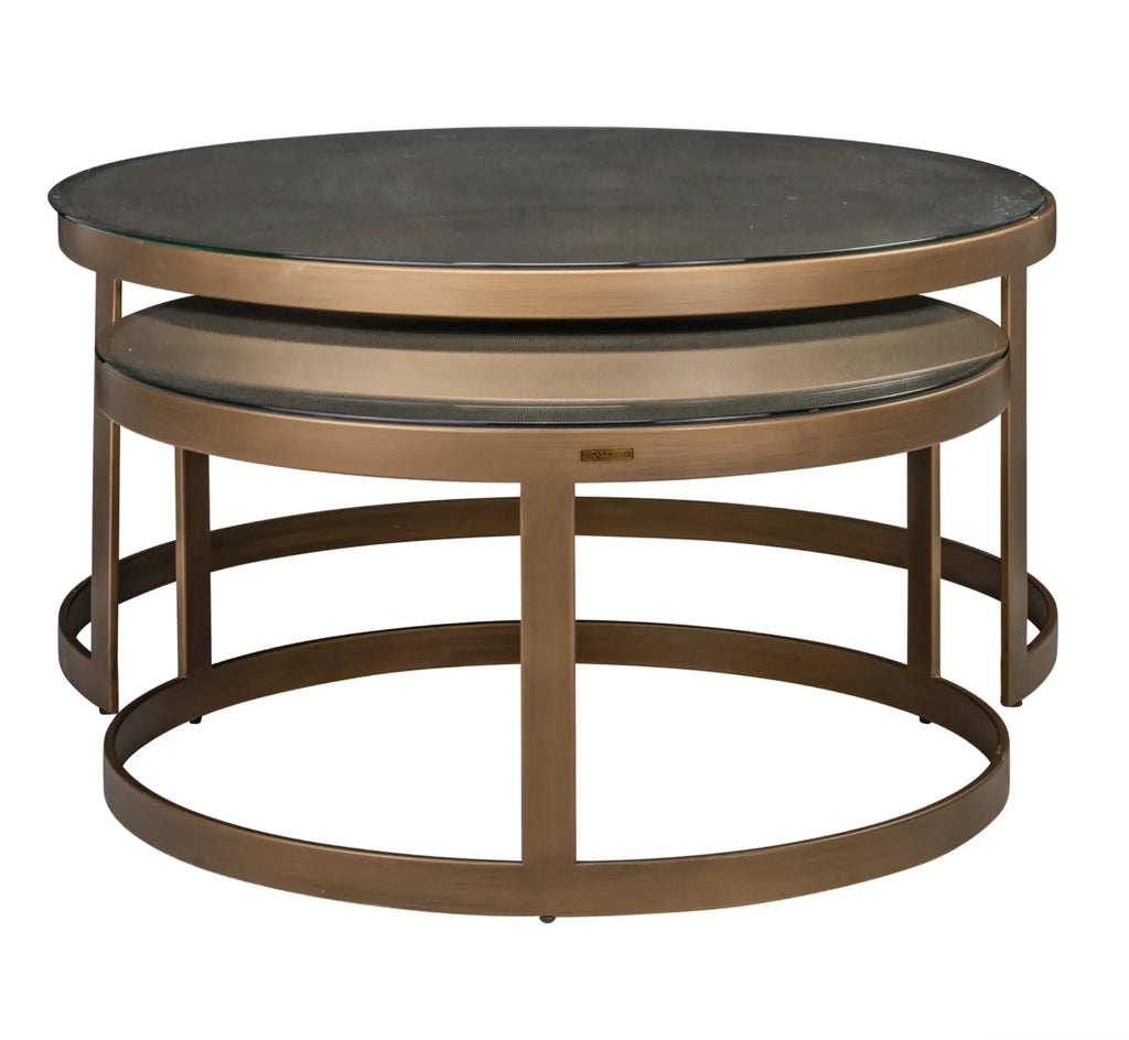 Bloomville Shargreen Brass Nested Coffee Table (Set of 2) - Glass Tops Included Home Store Living