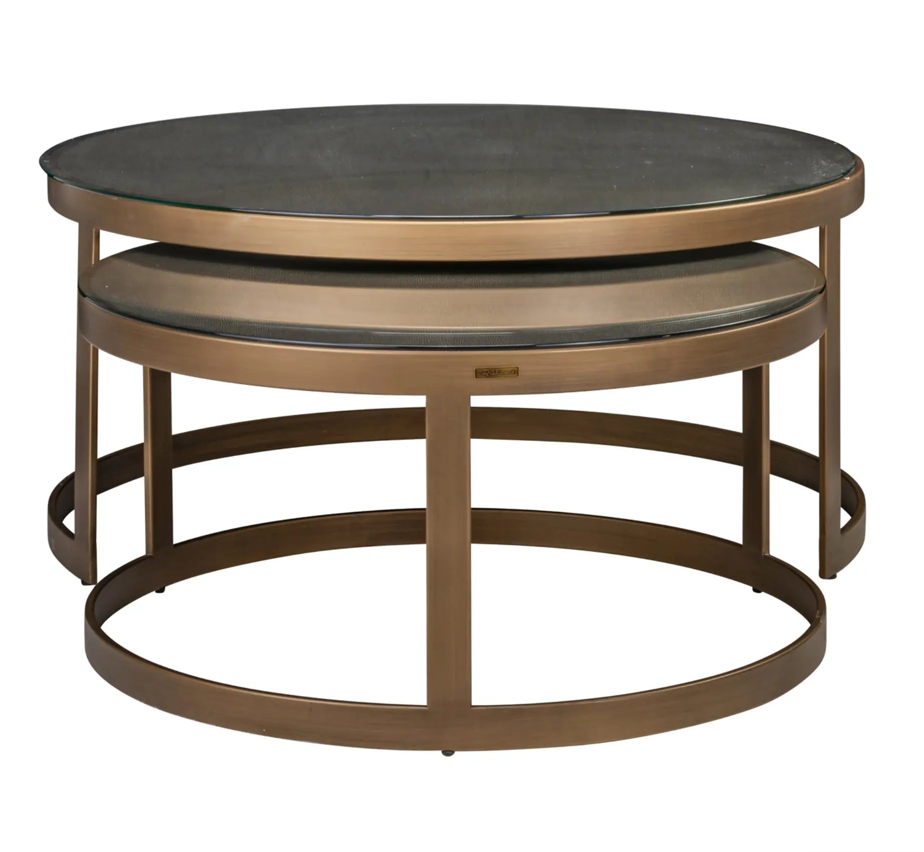 Bloomville Shargreen Brass Nested Coffee Table (Set of 2) - Glass Tops Included Home Store Living