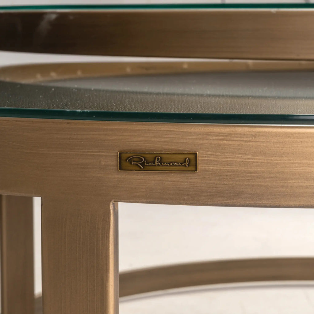 Bloomville Shargreen Brass Nested Coffee Table (Set of 2) - Glass Tops Included Home Store Living