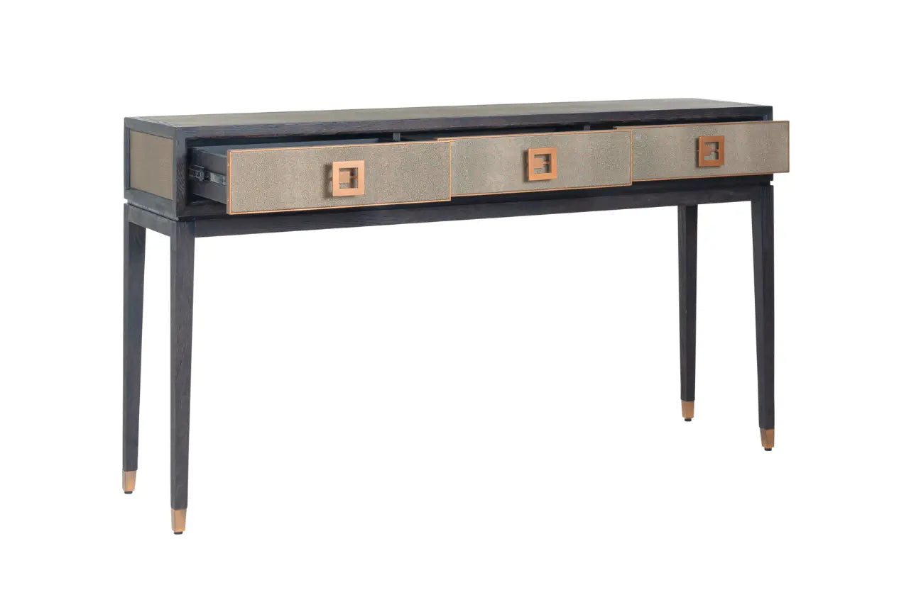 Bloomville Brass Shagreen Console Table Home Store Living
