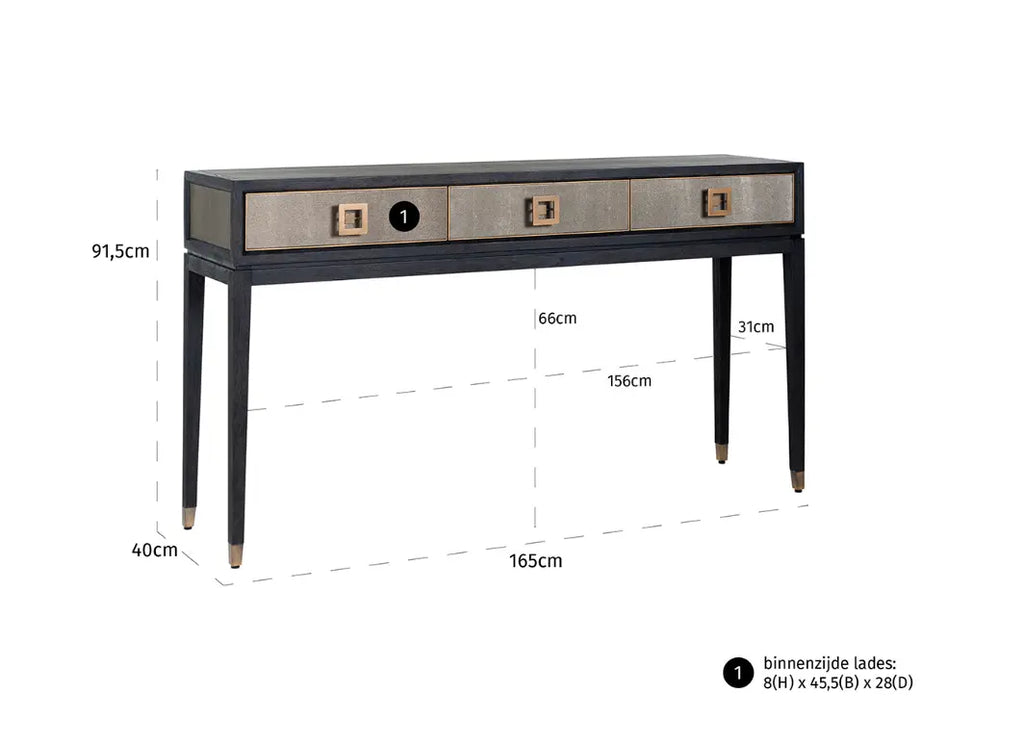 Bloomville Brass Shagreen Console Table Home Store Living