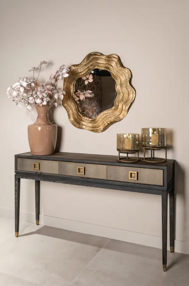 Bloomville Brass Shagreen Console Table Home Store Living