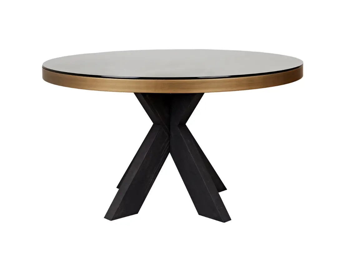 Bloomville 1.4m Brass Shagreen Dining Table (inc. Glass Top) Home Store Living