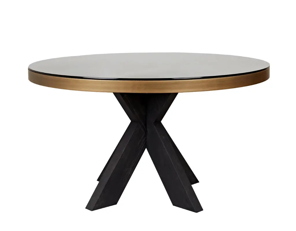 Bloomville 1.4m Brass Shagreen Dining Table (inc. Glass Top) Home Store Living