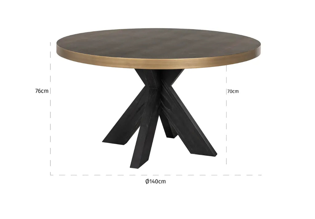 Bloomville 1.4m Brass Shagreen Dining Table (inc. Glass Top) Home Store Living