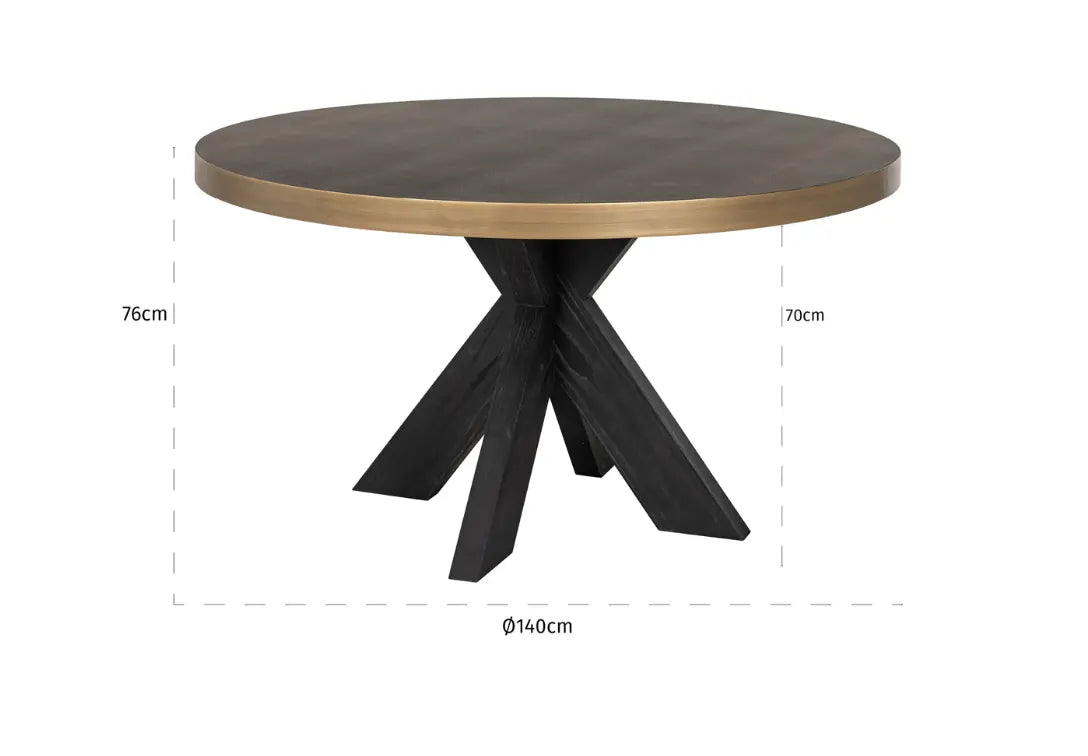 Bloomville 1.4m Brass Shagreen Dining Table (inc. Glass Top) Home Store Living