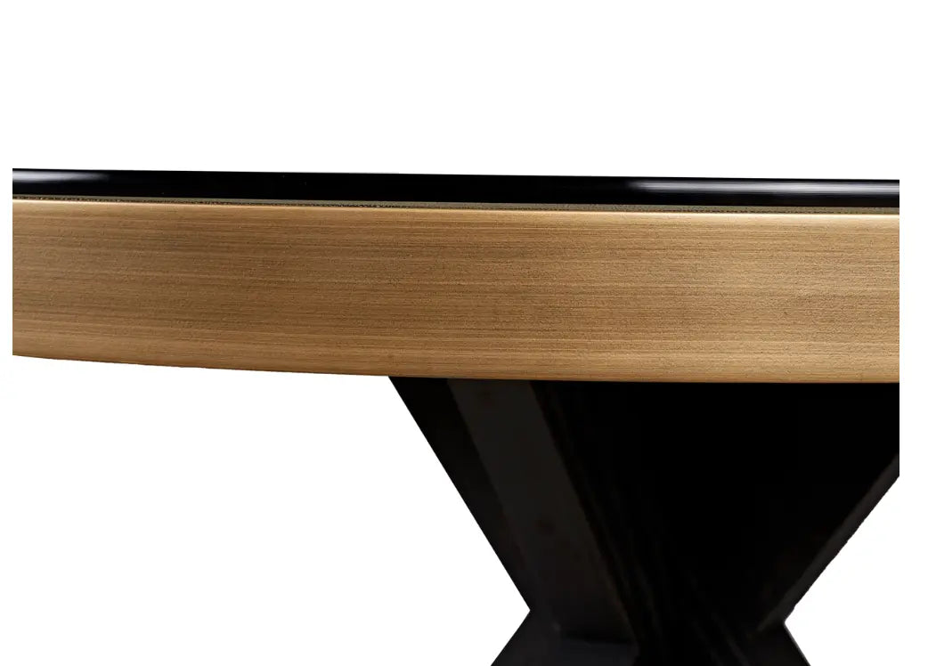 Bloomville 1.4m Brass Shagreen Dining Table (inc. Glass Top) Home Store Living