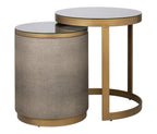Bloomville Brass Shagreen End Table (inc. Glass Top) Set of 2 Home Store Living