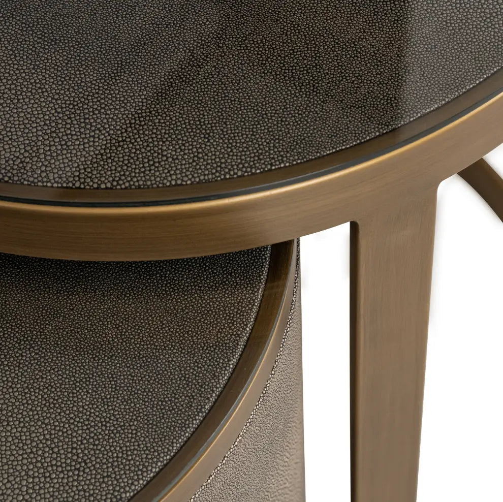 Bloomville Brass Shagreen End Table (inc. Glass Top) Set of 2 Home Store Living