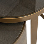 Bloomville Brass Shagreen End Table (inc. Glass Top) Set of 2 Home Store Living
