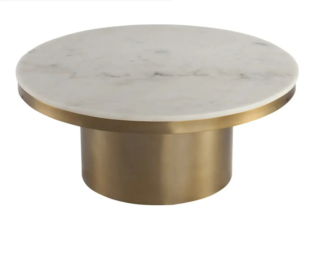 Camden Beige Marble & Gold Coffee Table 0.9m Kevin Simba